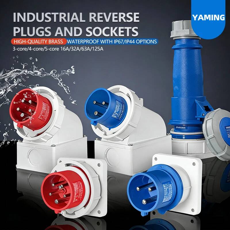 Waterproof IP67 Reverse Industrial Plug Aviation Socket Three-Phase 16/32A Connector 3-Pin 4-Pin 5-Pin Concealed Flush