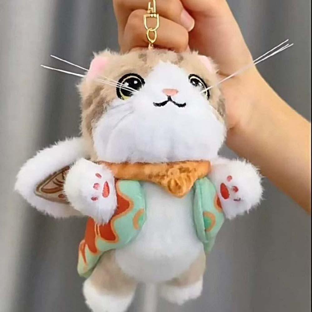 Chinese Style Flying Cat Pendant Cartoon Plush Doll Key Ring Nine-Colored Deer Keychain  Girls