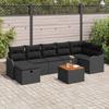 8 Piece Black Poly Rattan Garden Sofa Set with Cushions