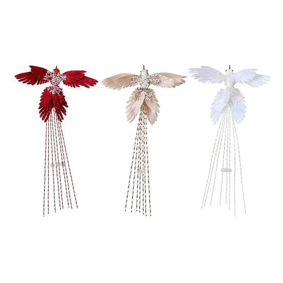 Artificial Glitter Birds Christmas Tree Ornament Realistic Long Tail Hummingbird With Faux