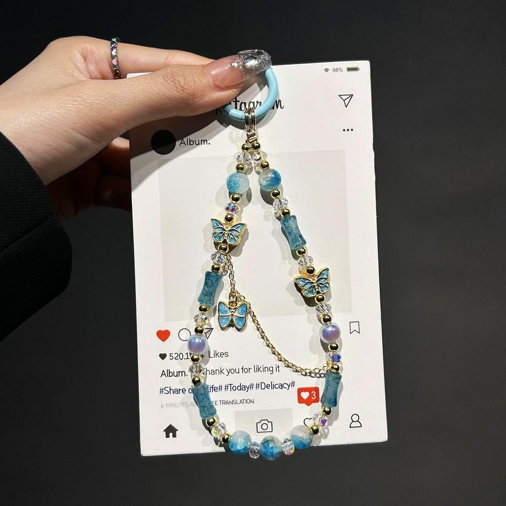 Style Butterfly Phone Strap With Alloy Chain For Women And Men