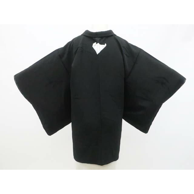 Recycled kimono, black haori, haori, black haori, single crest, haori string sold separately, pure silk, body length approx. 78cm, sleeve