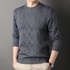 Fall Winter Sweater Round Neck Long Sleeves Solid Color Thick Stretchy Loose Knitted Warm Pullover Mid Length Daily Wear Top