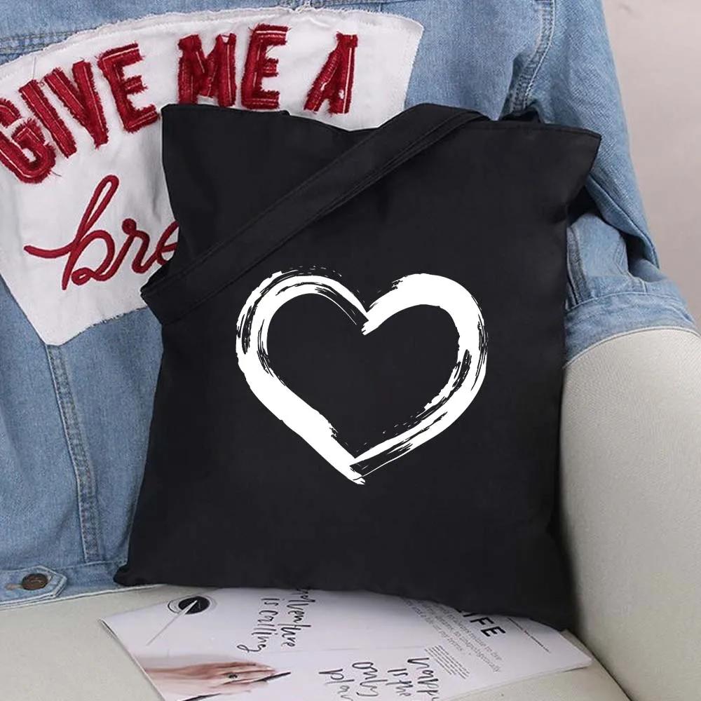 Women Shopping Bags Black Printing Foldable Handbags Eco Shopper Shoulder Bag Canvas Tote Environmental Storage Handbag