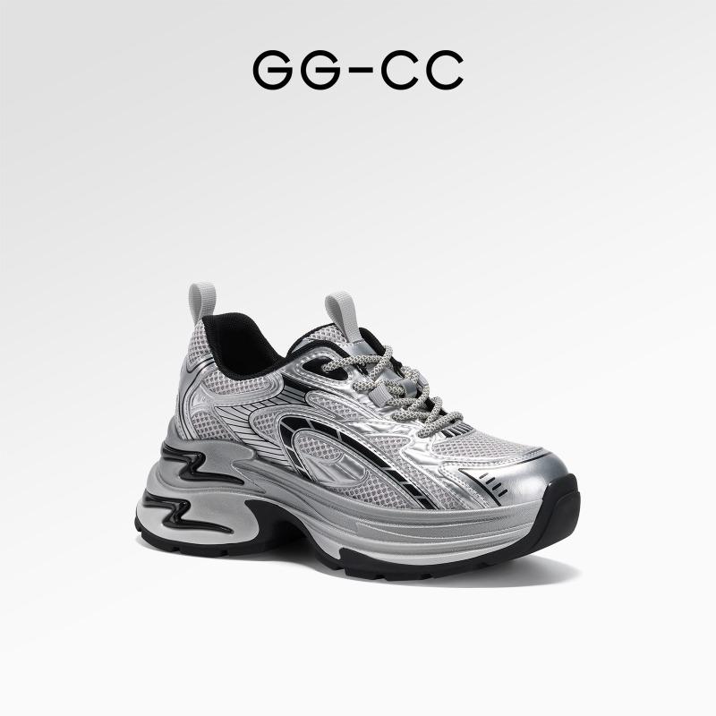 Spring and Autumn Fashion Silver Thick-soled Heightening Daddy Shoes Women's Sneakers