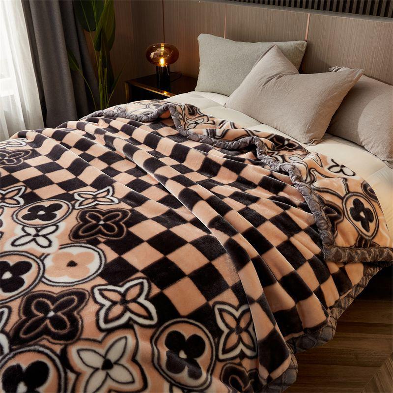 G5Z Thickened Raschel & Coral Flannel Winter Blanket for Dorms & Bedrooms