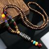Ethnic Retro Vajra Bodhi Pendant Necklace with Wooden Beads