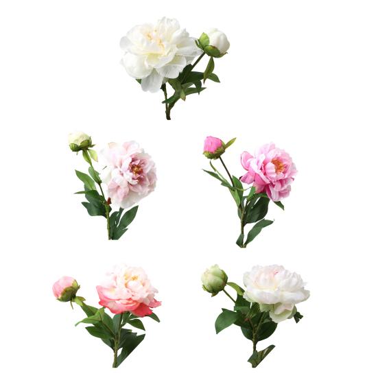 Künstliche Blumen 2-Köpfige Seidenpfingstrosenzweige Verstellbare Plastikstiele Realistische Adern Sanfter Farbverlauf Langlebig Haus Hotel Hochzeitsdekoration