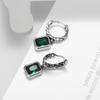 Stylish Geometric Square Green Gemstone Hypoallergenic Earrings for Women Elegant Casual Dinner Party Jewelry Girls Gifts