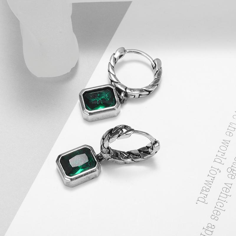 Stylish Geometric Square Green Gemstone Hypoallergenic Earrings for Women Elegant Casual Dinner Party Jewelry Girls Gifts