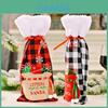 Sacos Festivos de Natal Xadrez para Garrafas de Vinho em Designs Quadriculados Vermelho, Preto e Branco