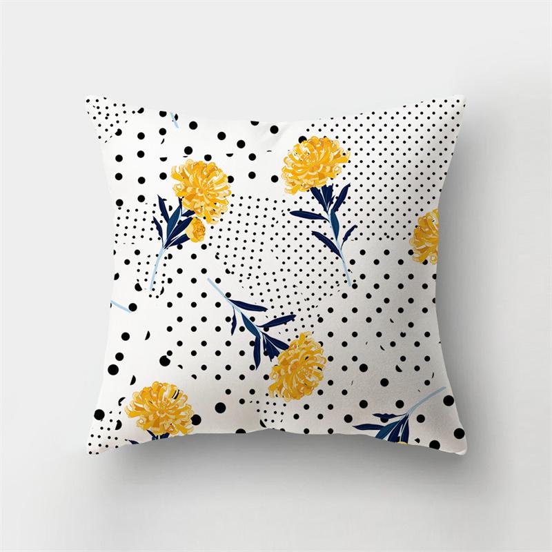 Yellow Plant Printing Pattern Cushion Cover Pillowcase Home Living Room Sofa Bedroom Decorative Pillowcase