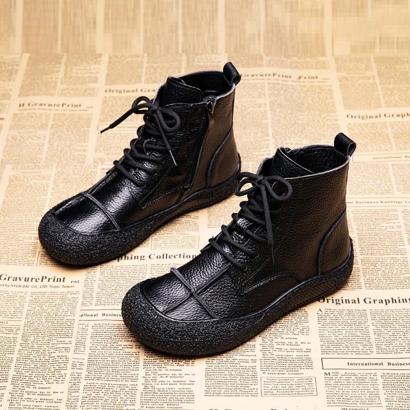 

Весенние ботинки из натуральной коровьей кожи, женские зимние водонепроницаемые плюшевые туфли, женские ботинки на шнуровке на плоской подошве, пушистые ботильоны, женские теплые зимние ботинки 35