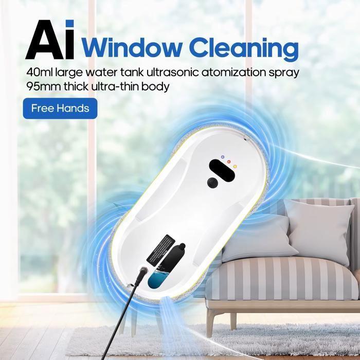 Robot Glass Washer with Integrated Sprayer, Robot Glass Washer, Remote Control, 10 Washable Towels