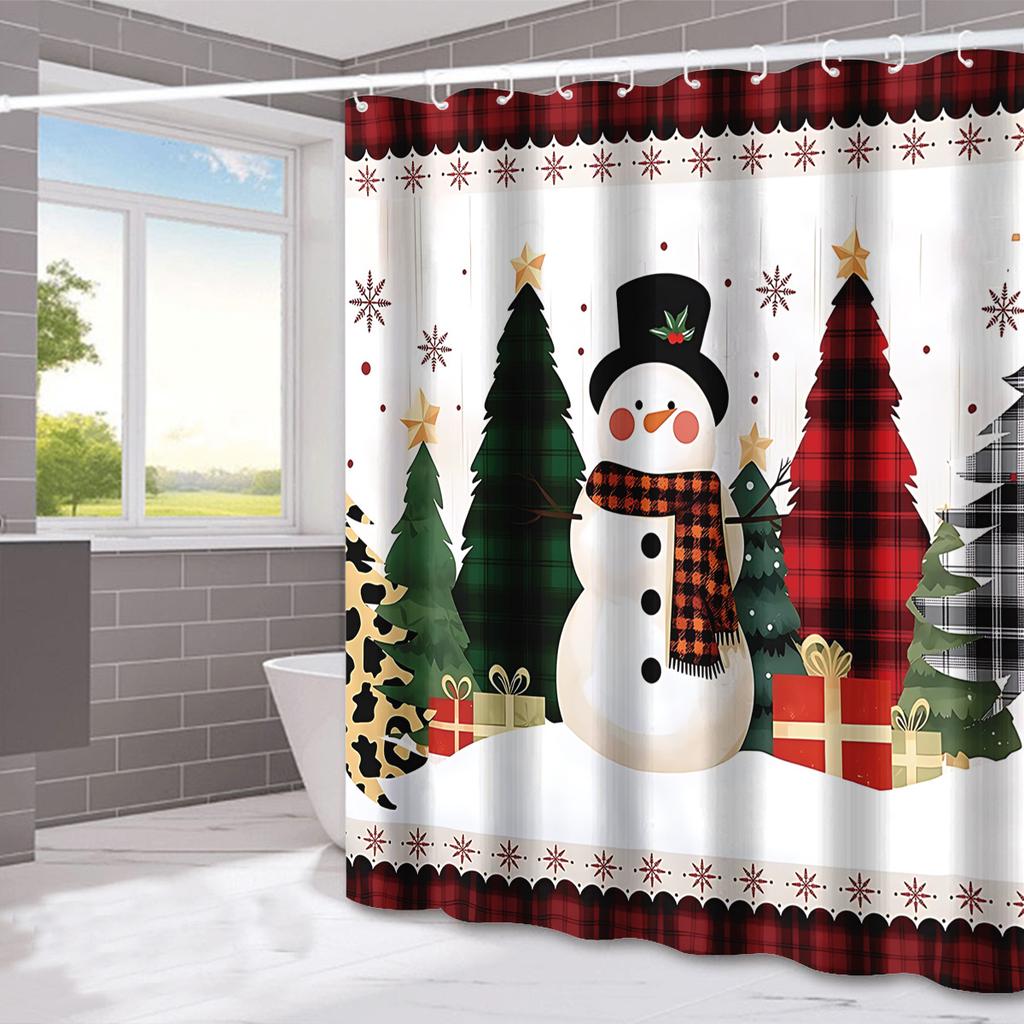 Santa Claus'S Bow Tie Washable Dirt-Resistant Shower Curtain Shower Head Waterproof Polyester Bath Curtain For Home Decor