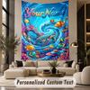 Ocean Mermaid (112) Theme Personalized Tapestry Custom Name Text Wall Hanging Tapestry Home Background Decoration
