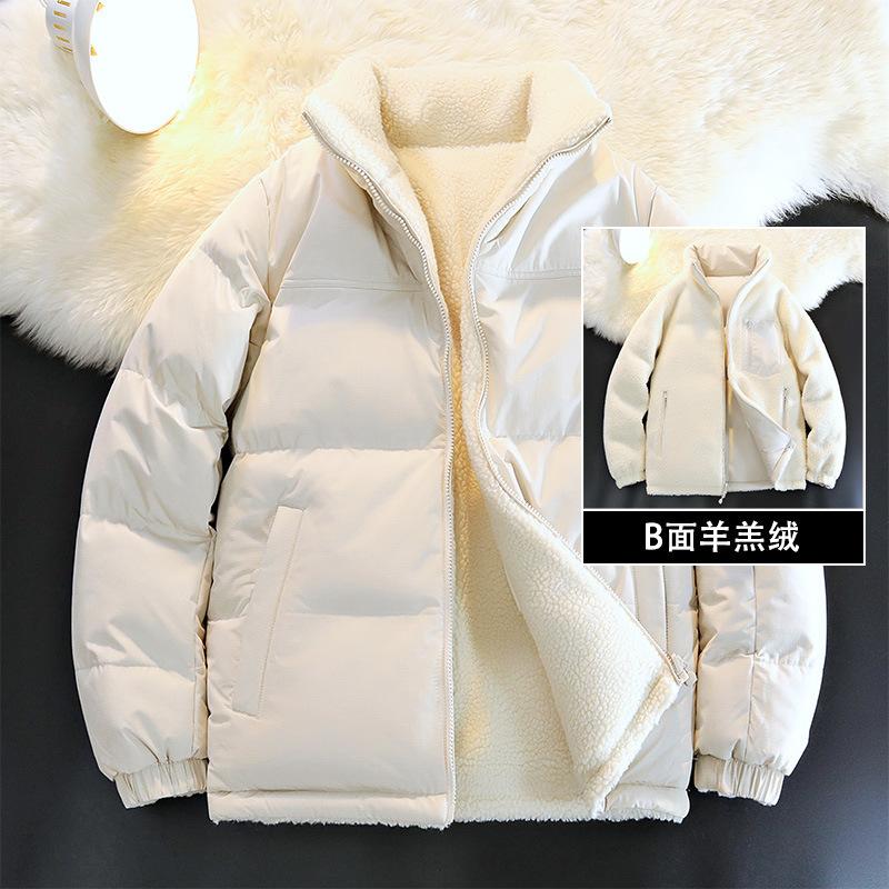 2025 winter new double-sided lamb wool cotton-padded clothes, youth fashion warm outdoor trendy couple tops