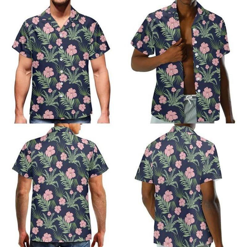 New Summer Men Casual Short Sleeve Shirt 3D Printed Fashion Blouse S
