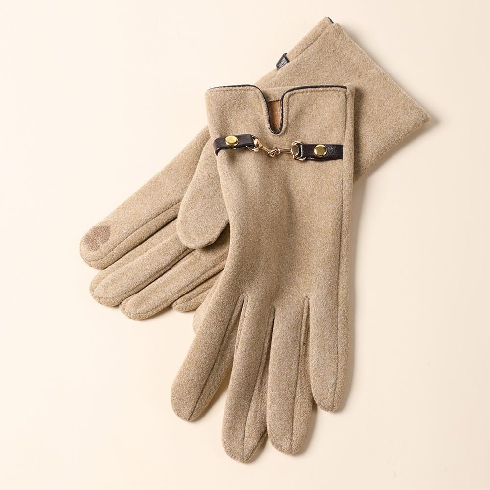 Warm Gloves for Women In Autumn and Winter Outdoor Riding Cold Proof Thickened Plush Velvet Cute Bow Develvet Touch Screen Gloves