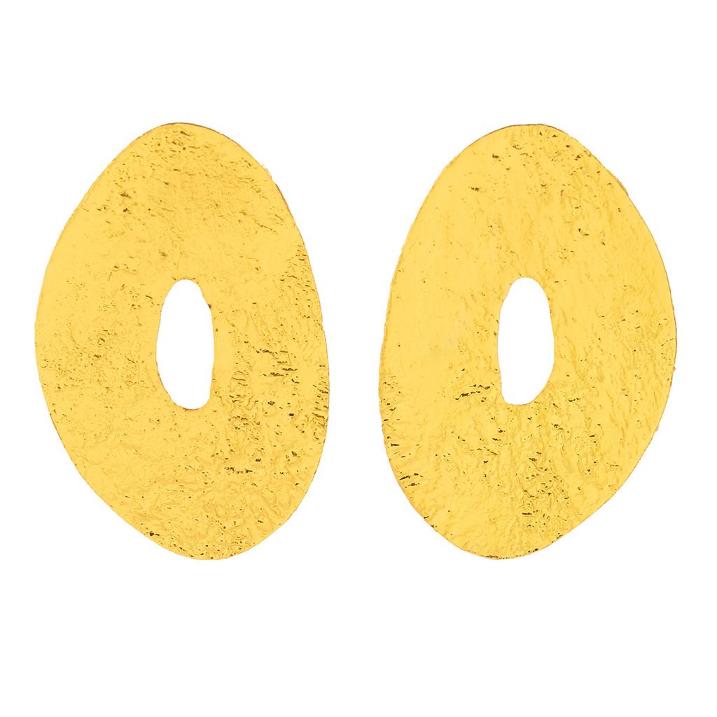 Exaggerated French Disc Metal Earrings, Simple Niche Irregular Texture Stud Earrings