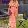 PEYWOW Women's Fashion Summer Spring Short Sleeve V-Neck  Casual Dresses