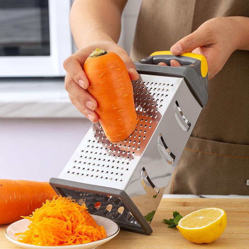 9-Inch Stainless Steel Multifunctional Grater & Slicer - 4-Sided Vertical Vegetable Cutter, Melon Peeler, Cheese & Ginger Grater