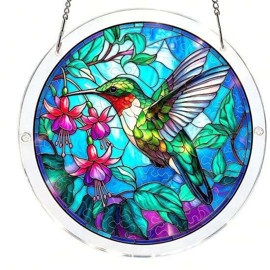 

Acrylic Jigsaw Puzzle Suncatcher Window Hanging Kit, Stained Glass Style DIY Puzzles Home Garden Decor, Birthday Gifts for Women, Wife, Aunt, Mom E
