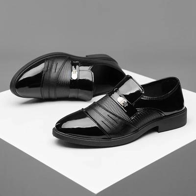 Fashion 2024 New Men's Shiny Leather Shoes, Men's Casual Business Formal Leather Shoes, High-quality Work, Work, Banquet Leather Shoes