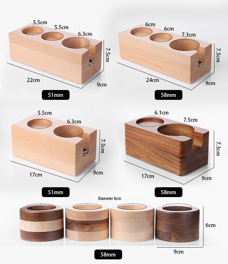 Espresso Machine Walnut Handle Tamping Base & Powder Distributor
