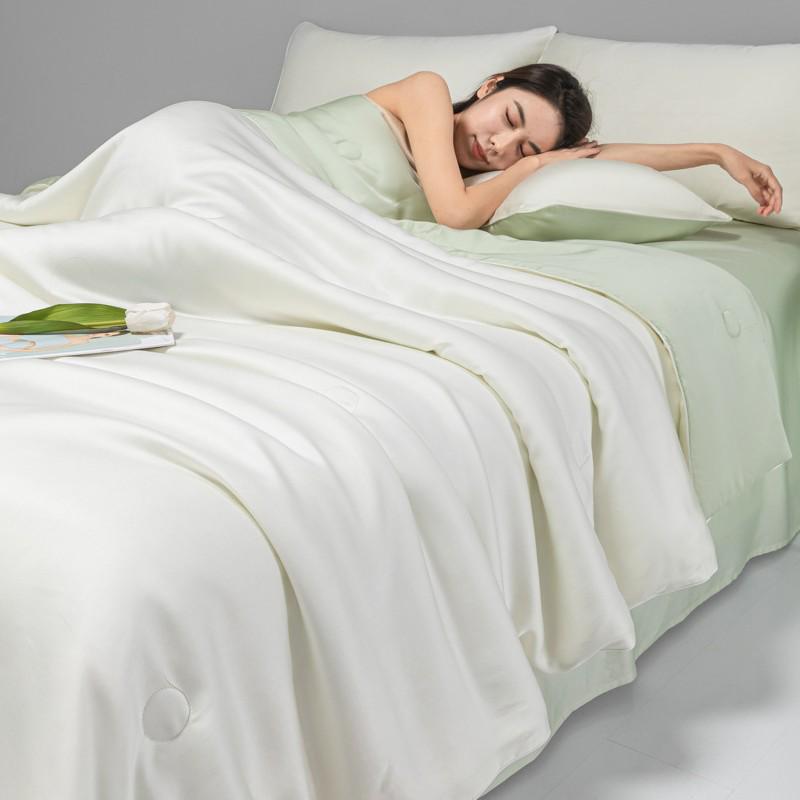 Class A Ice Silk Summer Quilt Set - Cooling, Water Washable, Embroidered, Air Conditioning Friendly, Thin Quilt for Naked Sleep