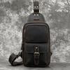Crazy Horse Leather Chest Bag - Men's Casual Cowhide Crossbody & Shoulder Bag for Commuting & Outdoor Activities