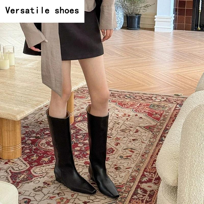 Designer Street Style Women Knee High Boots Fashion Slip On Internal Eevation Ladies Concise Long Botas De Mujer