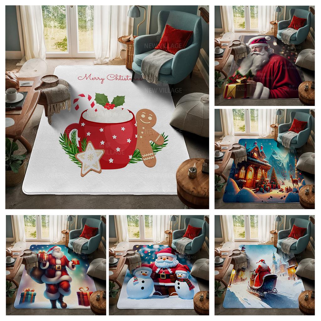 House Entrance Carpet Home Door Mat Living Room Bath Foot Bathroom Non-slip Water Absorption Rugs Bath Merry Christmas Winter