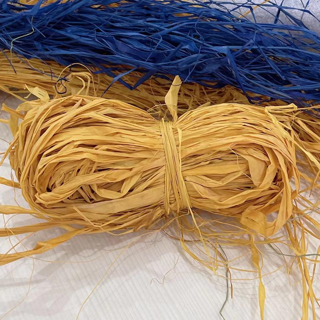 Washable Raffia Straw Thin Thread Hand-Woven Bag Summer Knitted Hat Hook Crochet Line DIY Women's Bag Materials TJ20518