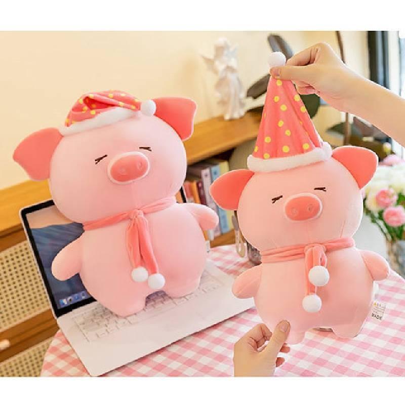 Adorable Pink Plush Pig Toy Cute Nighttime Buddy With Hat For Kids Comforting Sleep Companion