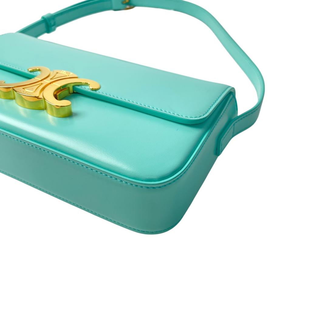 Used CELINEShoulder Bag Emerald Green Leather Women