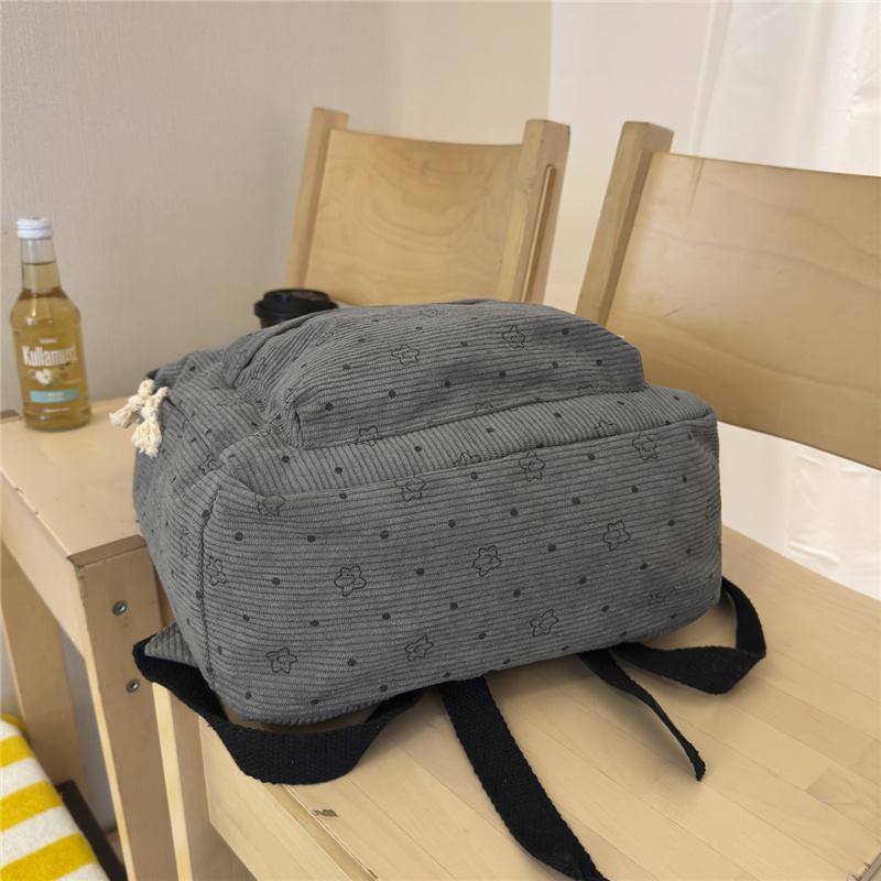 Women's Corduroy Student Schoolbag Printed Backpack