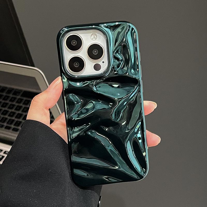 Coque de téléphone Fashion Plating Green Fold Wrinkle pour iPhone 17 Air 16 15 13 11 12 14 Pro Max Housse souple en silicone