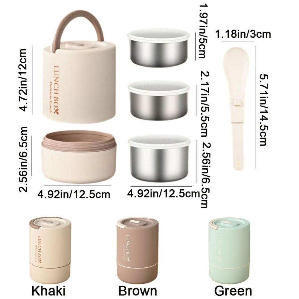 Large Capacity Thermal Lunch Box Round Insulated Lunch Box Portable Lunch Container Set  School