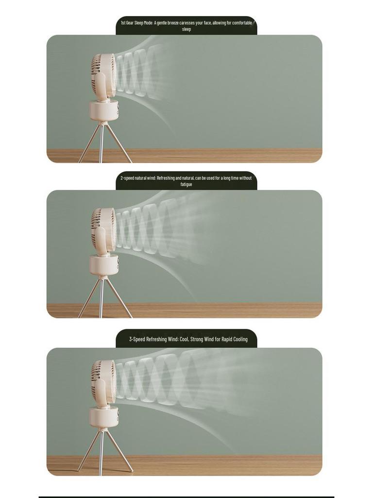 Portable USB Rechargeable Outdoor Fan: Compact and Versatile for Camping, Office, Desk, or Floor Use.
