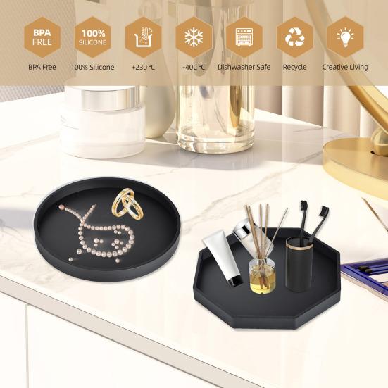 Silicone Tray for Bathroom Kitchen Decorative Counter Organizer for Soap Perfume