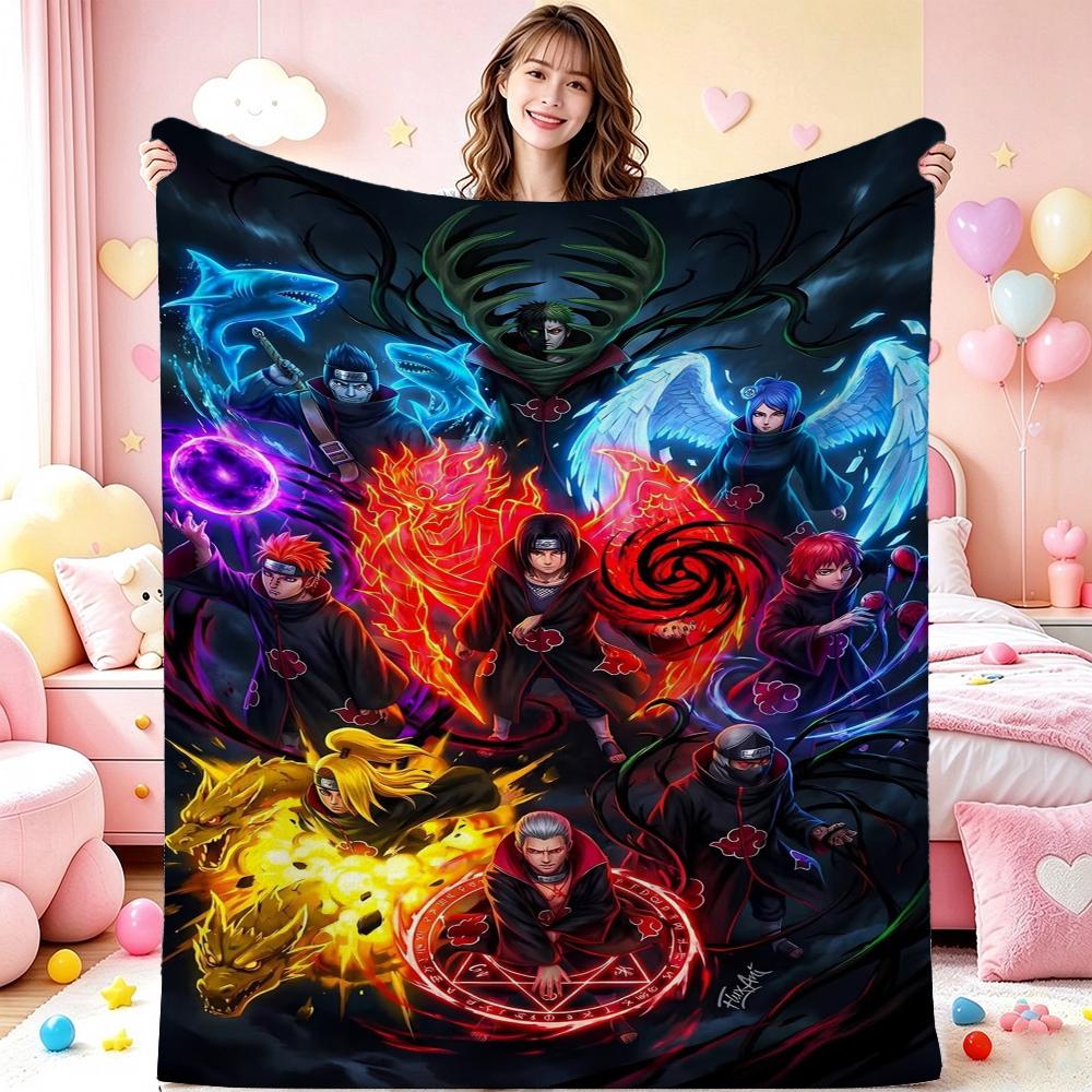 Naruto'S Ninja Way Anime Cartoon Flannel Blanket Skinfriendly Warm Fleece Blanket For Living Room Air Conditioner Room Home Party Decor Christmas Gift