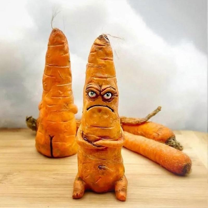 Cranky Carrots Figurine Hand-made Funny Whimsical Desktop Decor Statues for Home Study Room Decoration