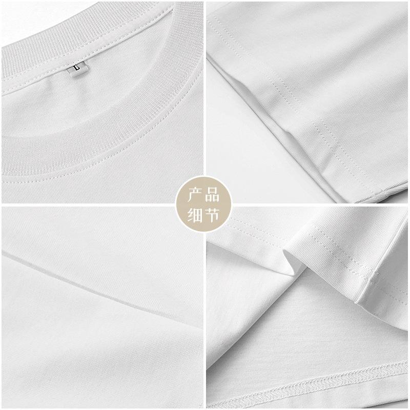 Cotton Short, Wide, Short Sleeved High-quality Off Shoulder Loose Round Neck T-shirt for Men