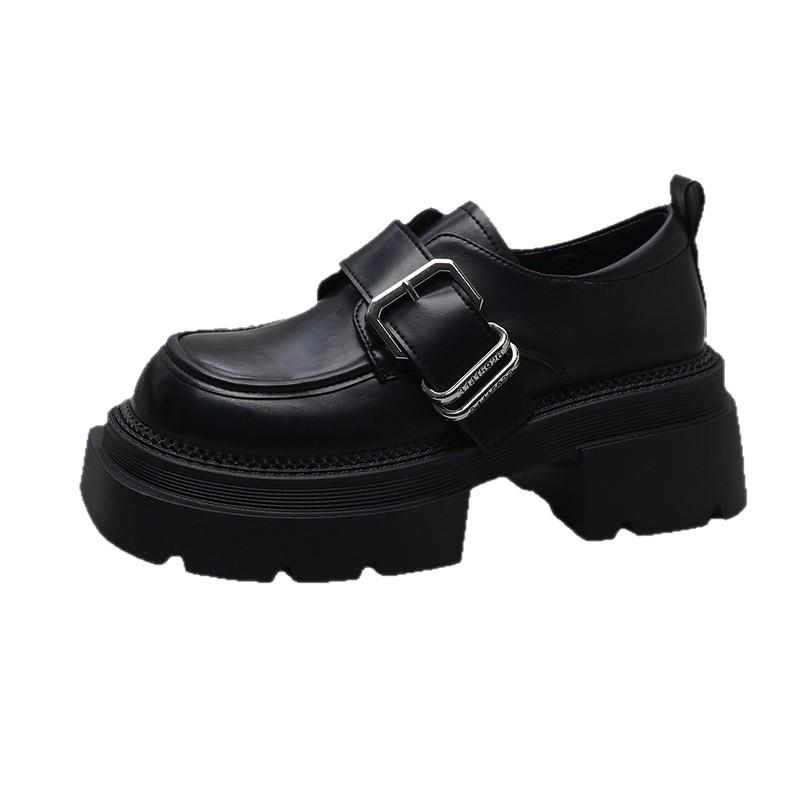 New Versatile Height-increasing Round-toed Thick-soled Loafers Single Shoes