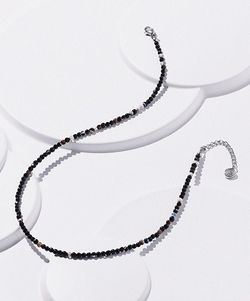 Jbans Classic 3Mm Slim Black Agate Bead Necklace (C2503-An970_Bk)