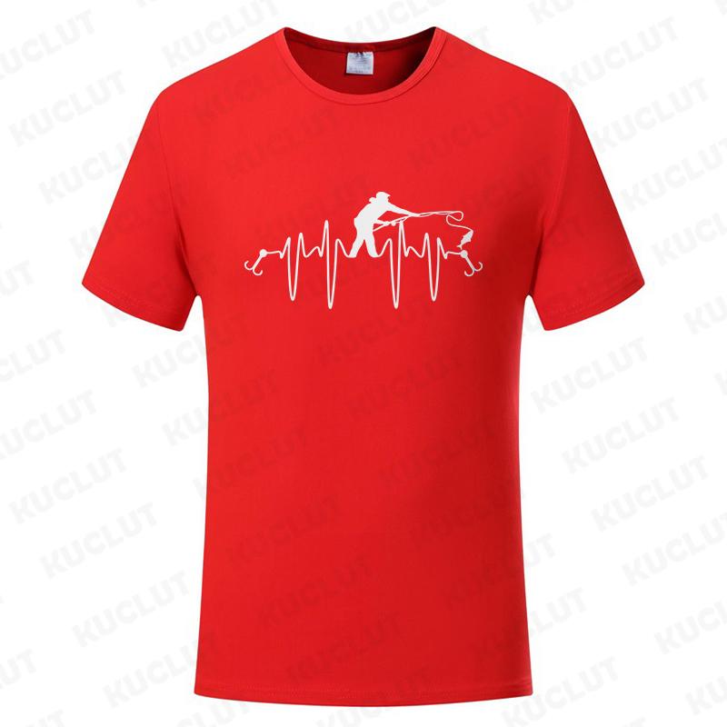 Fishing ECG Mens Tshirt Funny Design Graphic Y2k Tops Summer Male Clothing O Neck Short Sleeve Tees Gifts for Fishing Lovers