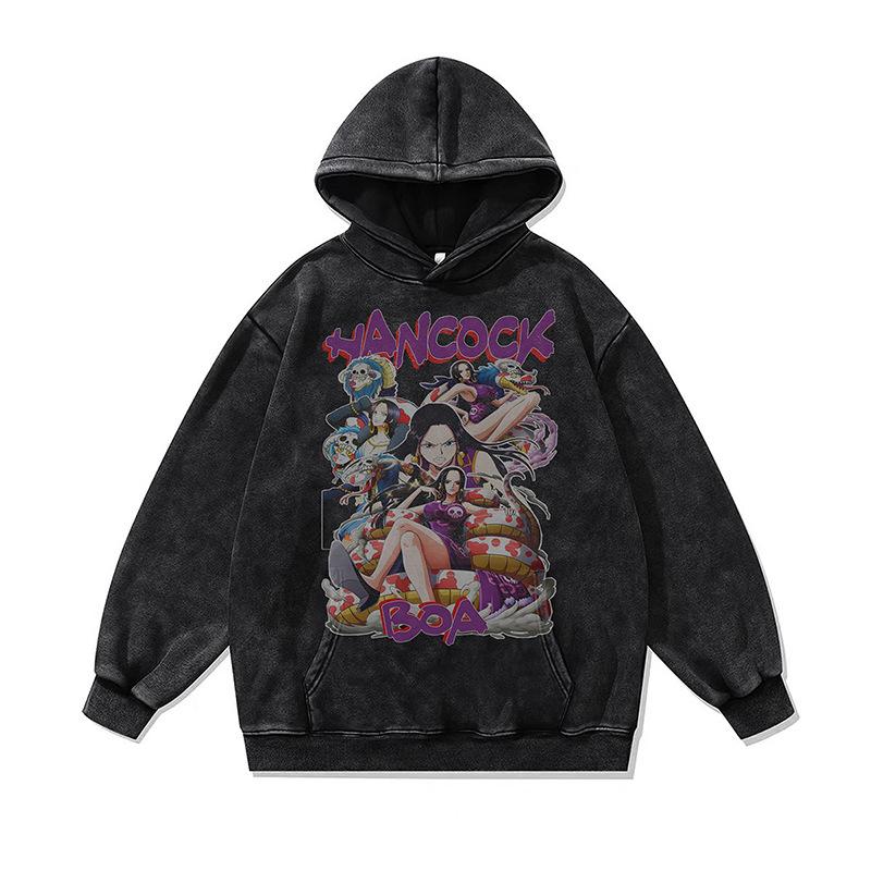 Cartoon Animation Digital Direct Injection Printing Hooded Sweater Loose Wash Old Retro Hoodie Men And Women Tide