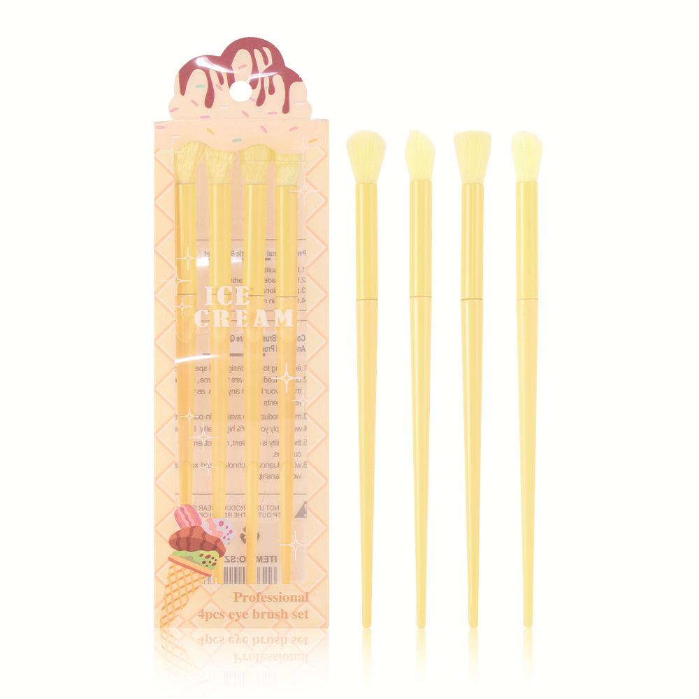 

Инструменты для ухода за лицом, набор из 4 кистей для макияжа, портативный дорожный набор для начинающих, набор кистей для теней для век жёлтый