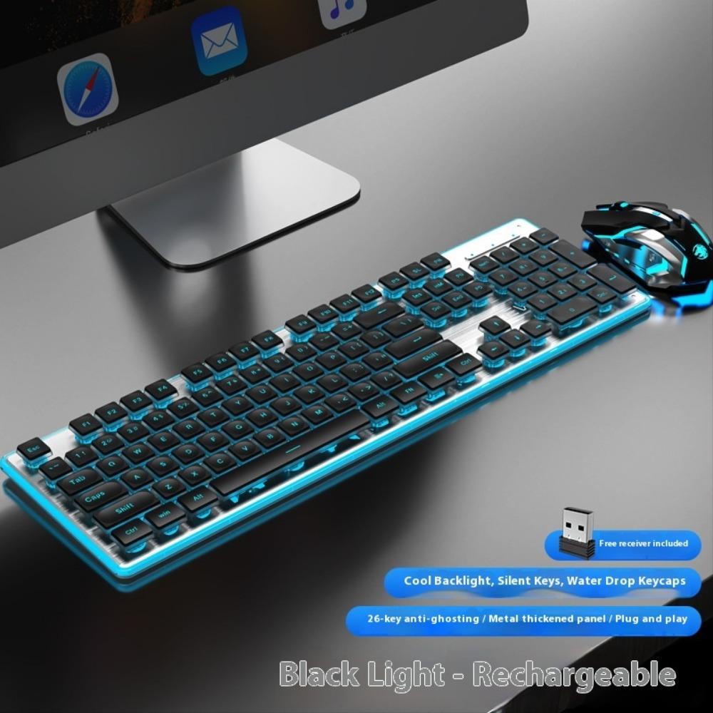 Kabelloses Tastatur- und Maus-Set, Leise Ultradünn Hochwertig Spielcomputer Büromaschinen Gefühl